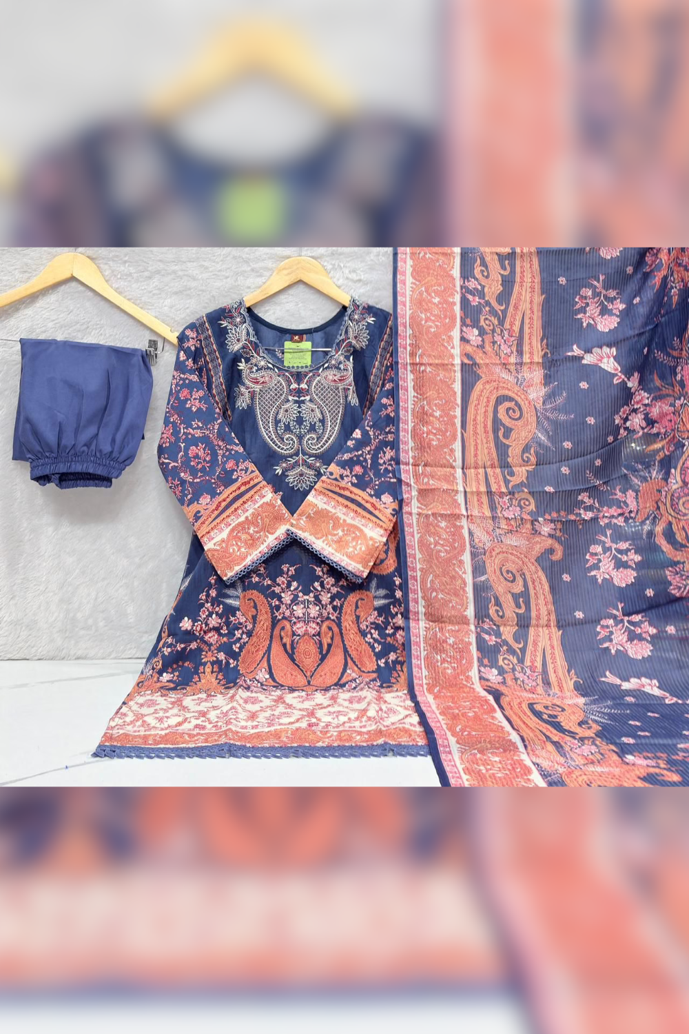 Readymade Neck Embroidered Rayon Cotton Suits