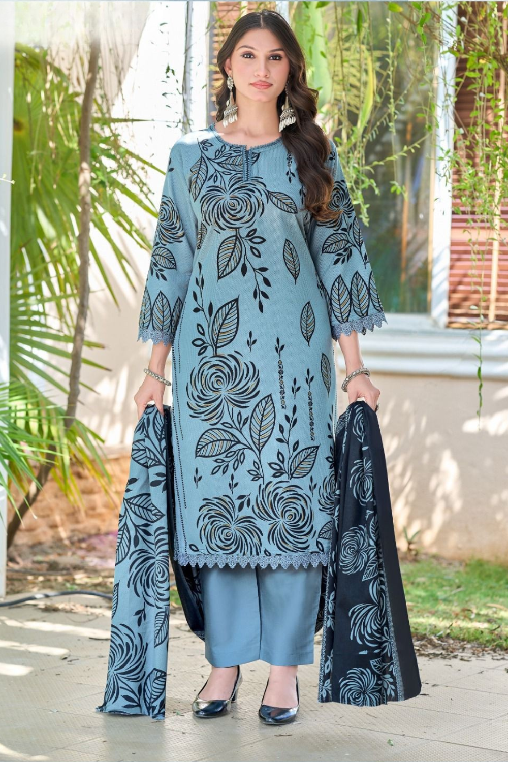 Self Shade Printed Cotton Suits (UNSTITCHED)