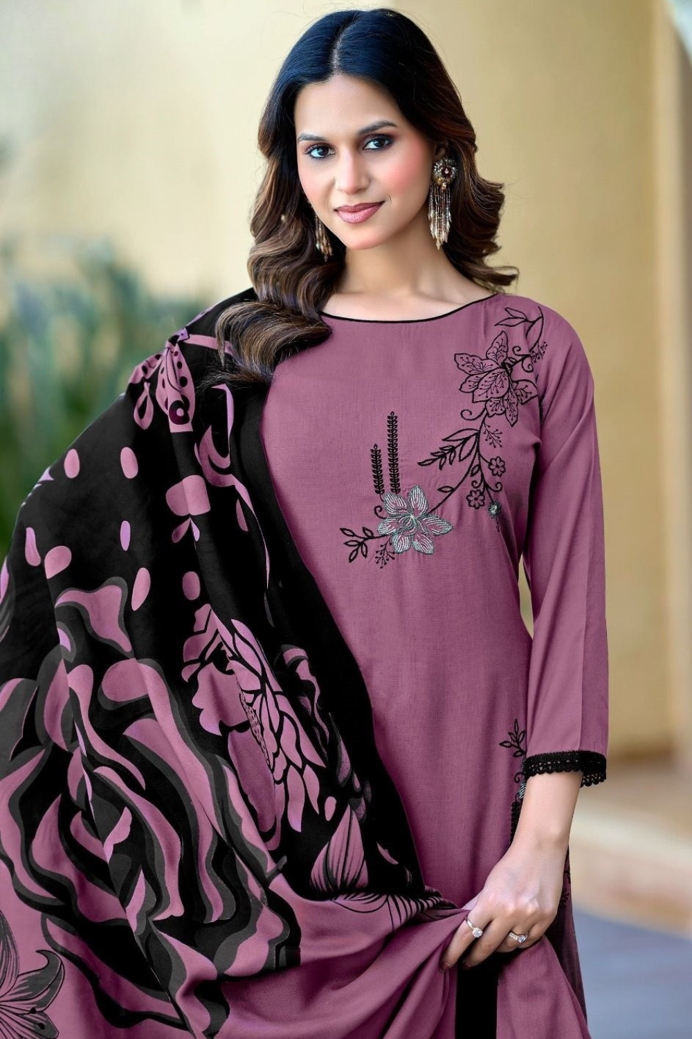 Solid Shade Rayon Suits with Embroidery (UNSTITCHED)