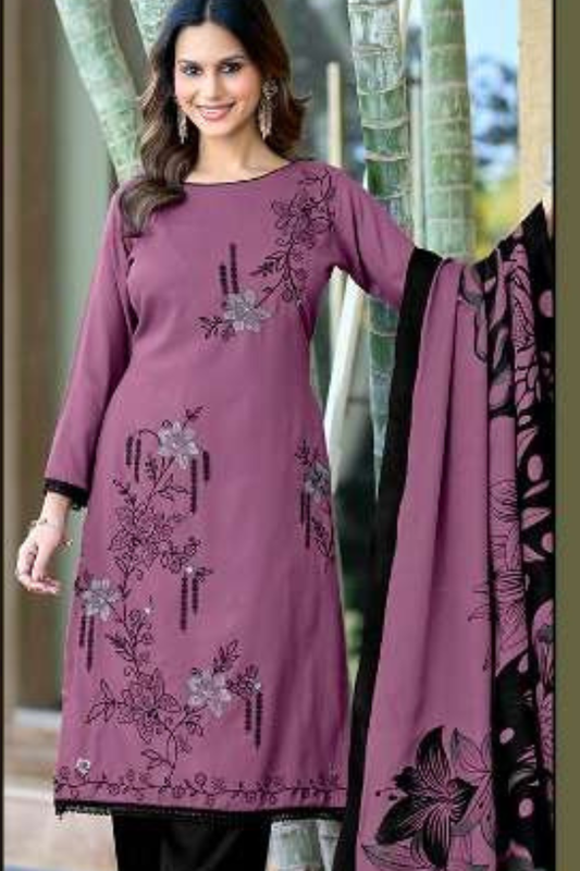 Solid Shade Rayon Suits with Embroidery (UNSTITCHED)