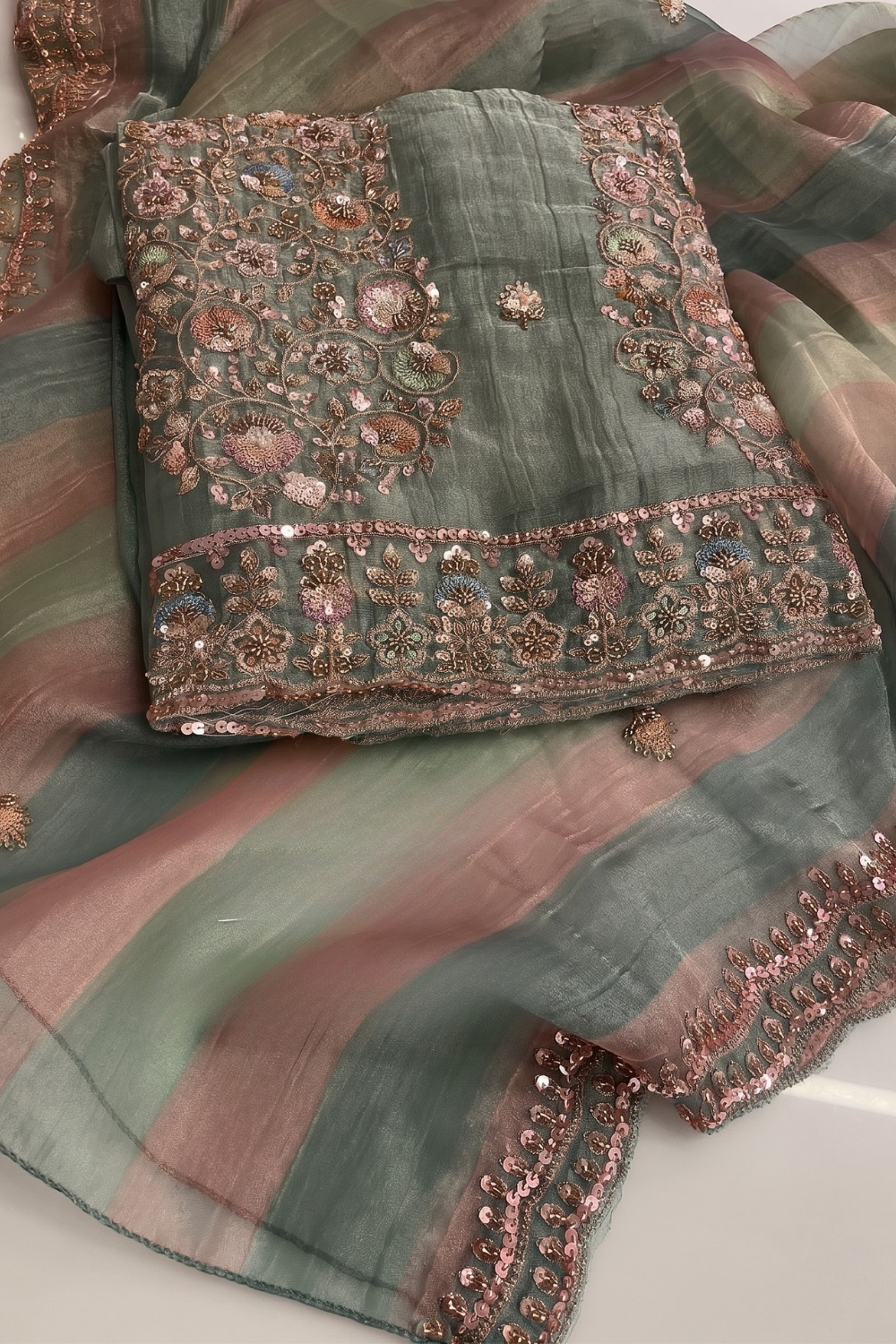 Salsa Crush with Intricate Panel Work (UNSTITCHED)