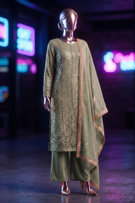 Heavy Self Pearls Dress (UNSTITCHED)