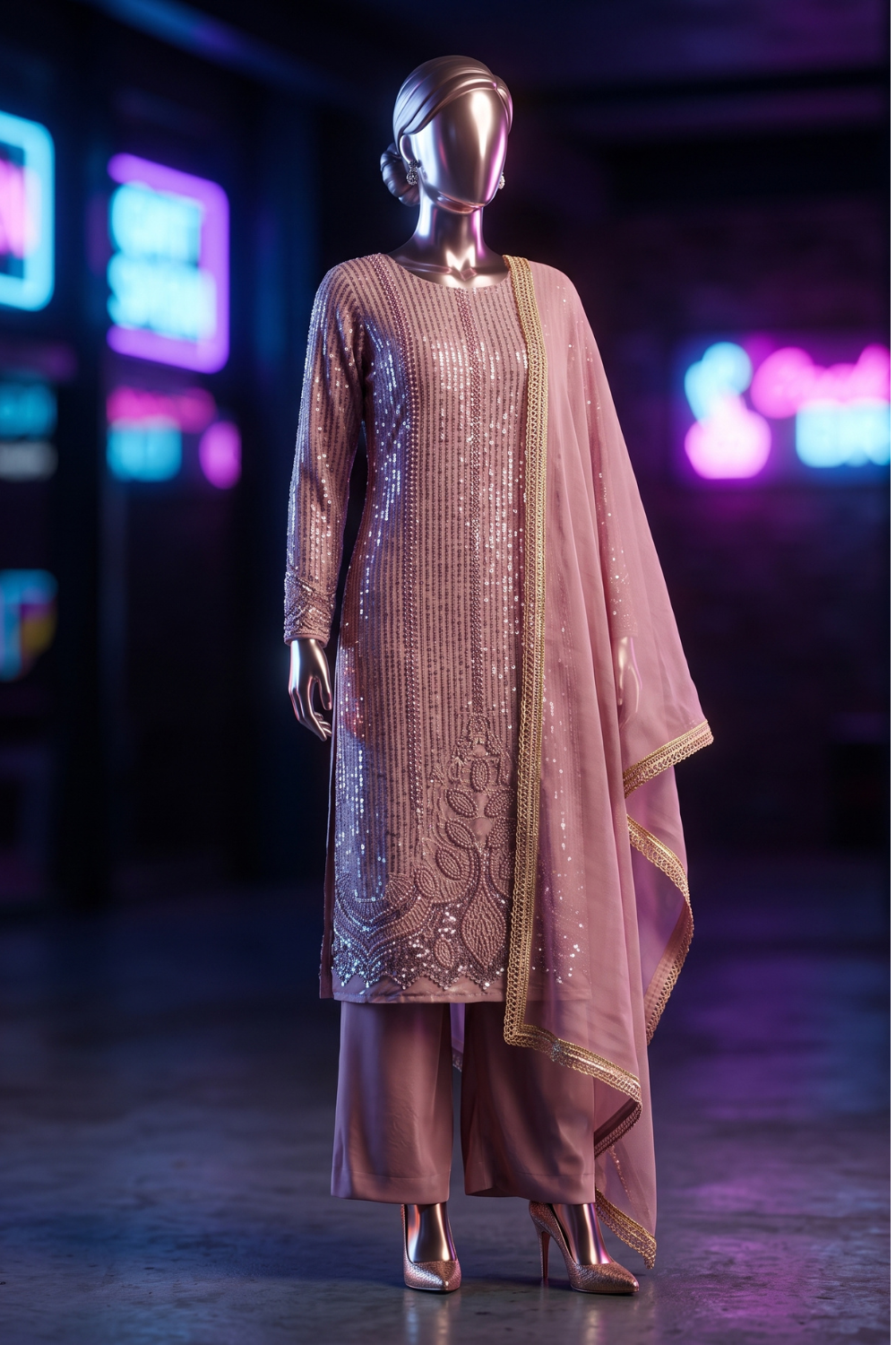 Heavy Self Pearls Dress (UNSTITCHED)
