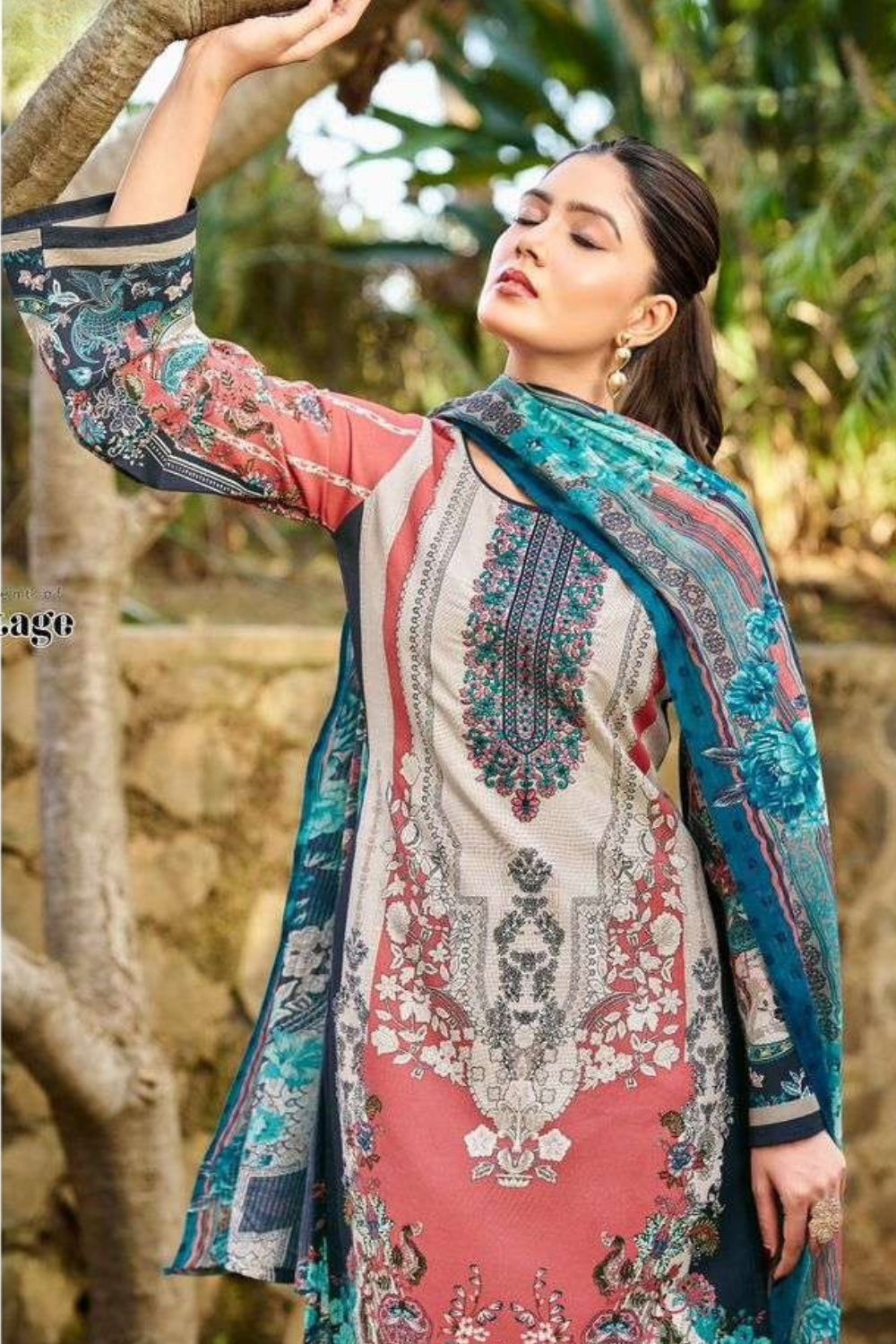 Readymade Neck Embroidered Rayon Cotton Suits