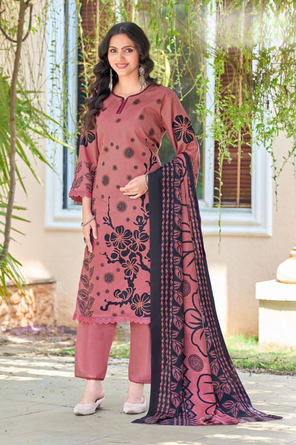 Self Shade Printed Cotton Suits (UNSTITCHED)