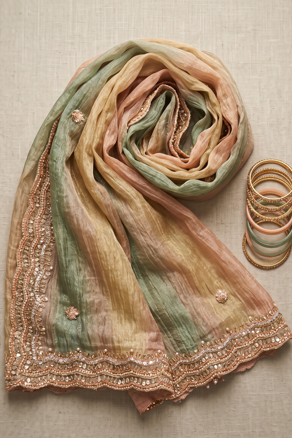 Salsa Crush with Intricate Panel Work (UNSTITCHED)