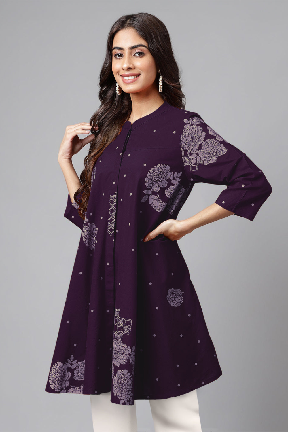 Pure Cotton Floral Printed Flared Tunic