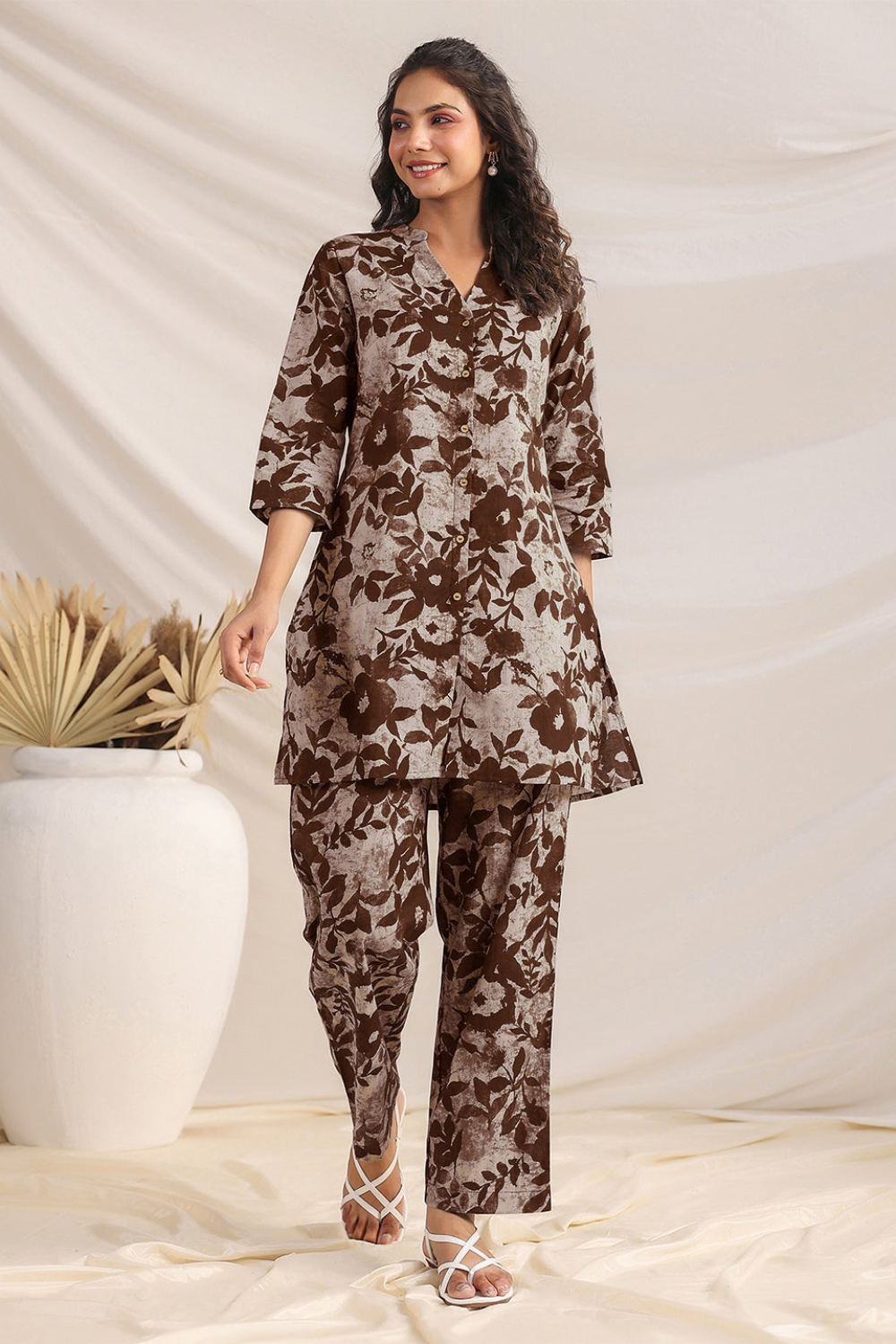 Pure Cotton Floral Printed A-line Co-ord Set