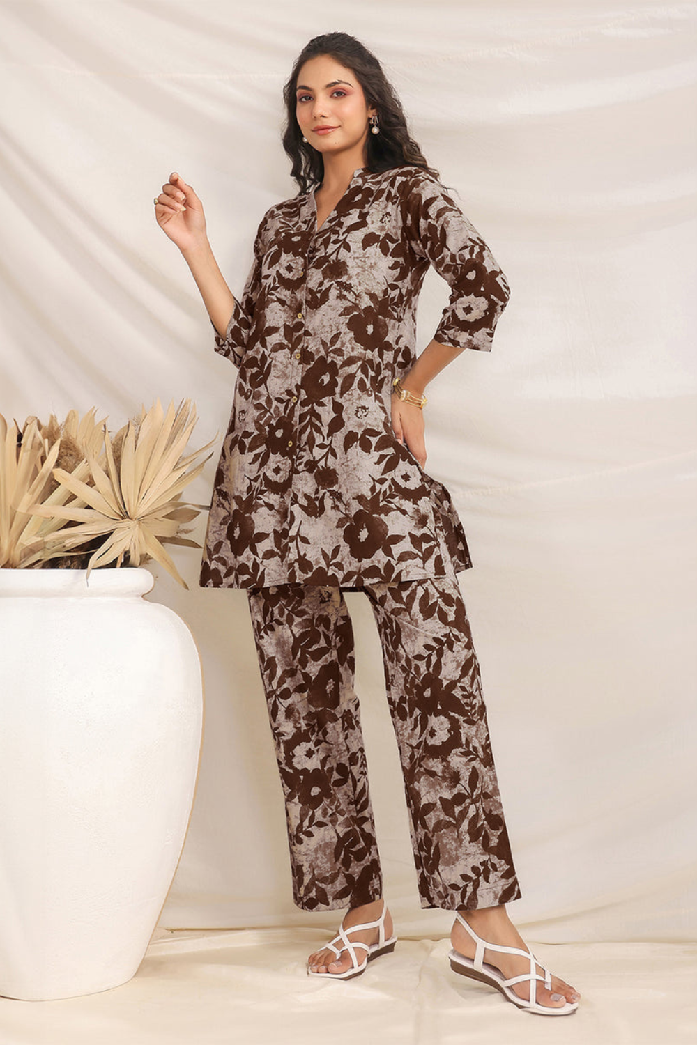 Pure Cotton Floral Printed A-line Co-ord Set