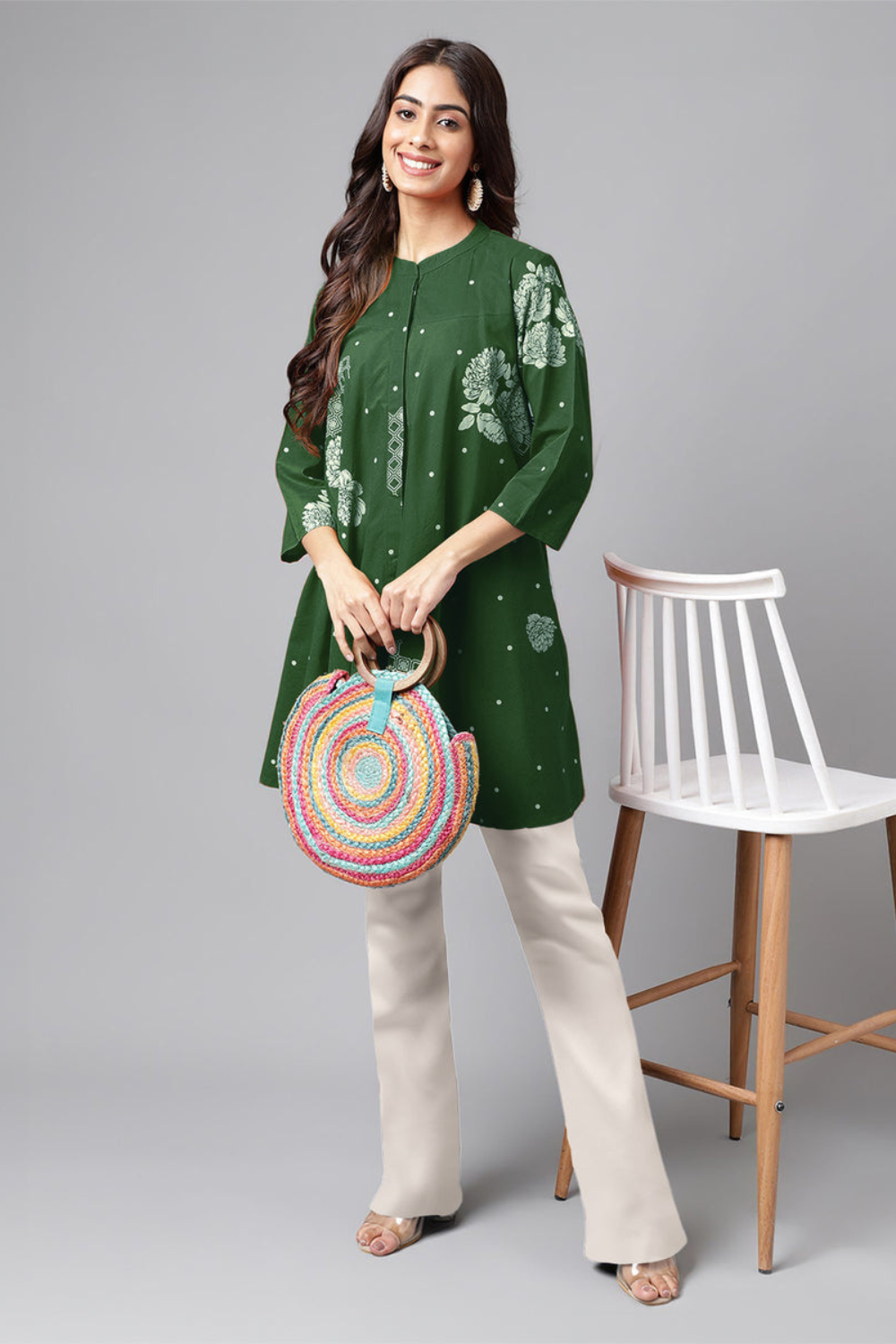 Pure Cotton Floral Printed Flared Tunic