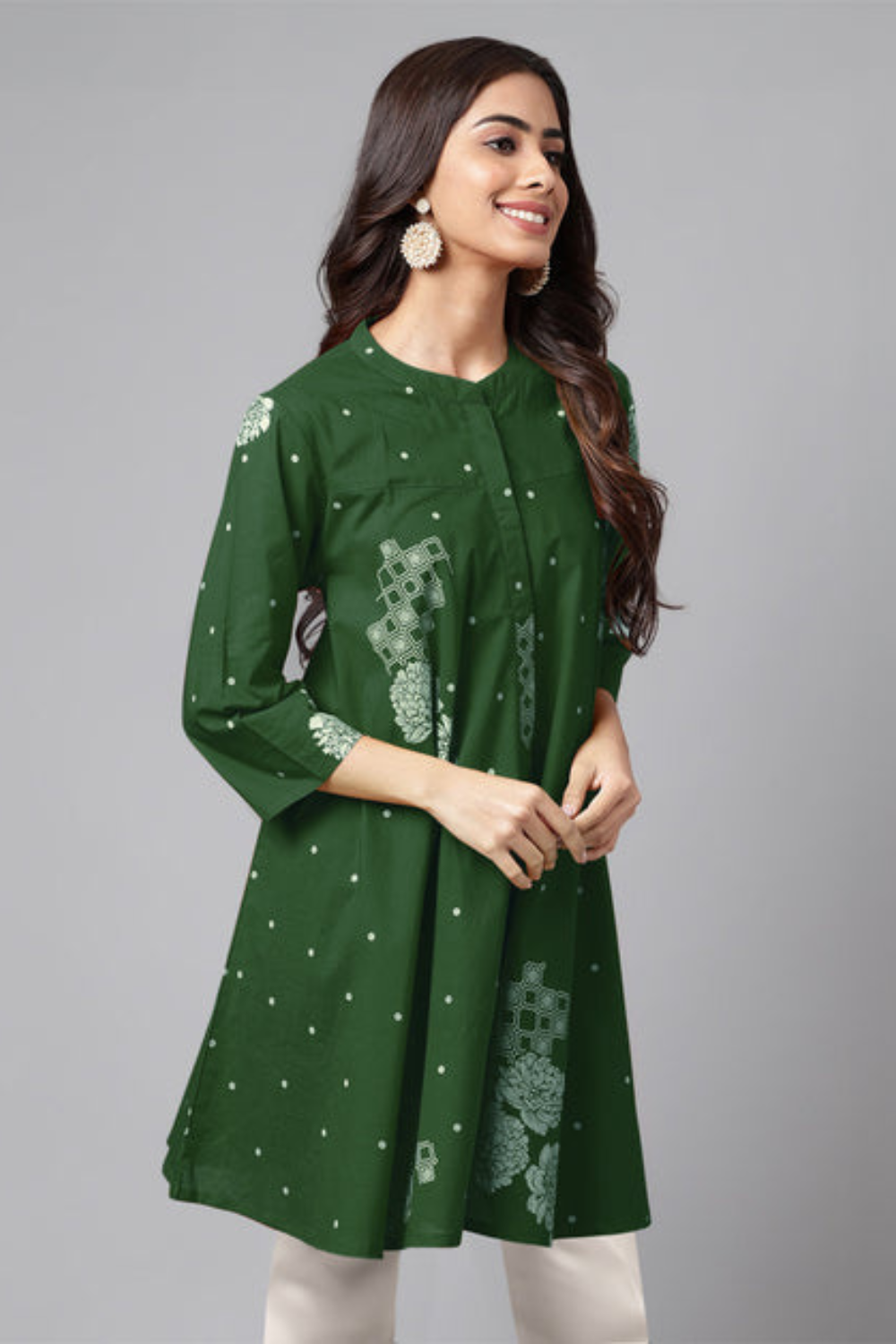 Pure Cotton Floral Printed Flared Tunic