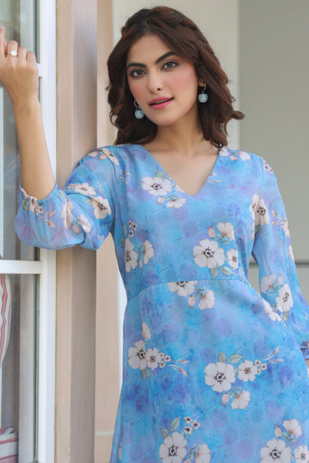 Georgette Floral Printed A-line Dress