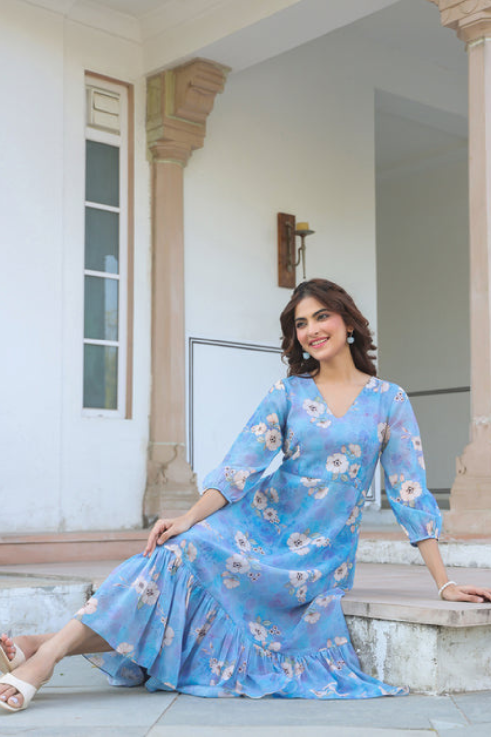 Georgette Floral Printed A-line Dress