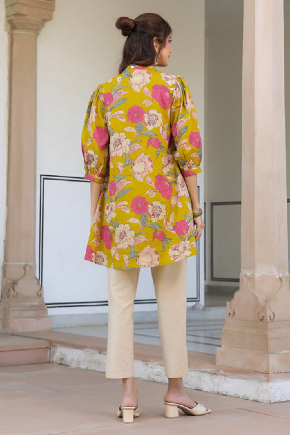 Cotton Tropical Gathered Tunic