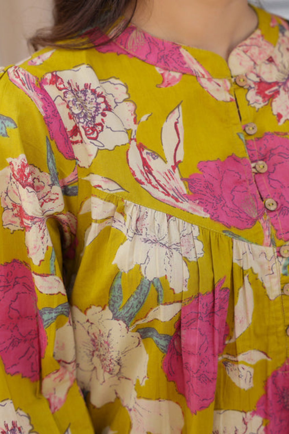 Cotton Tropical Gathered Tunic