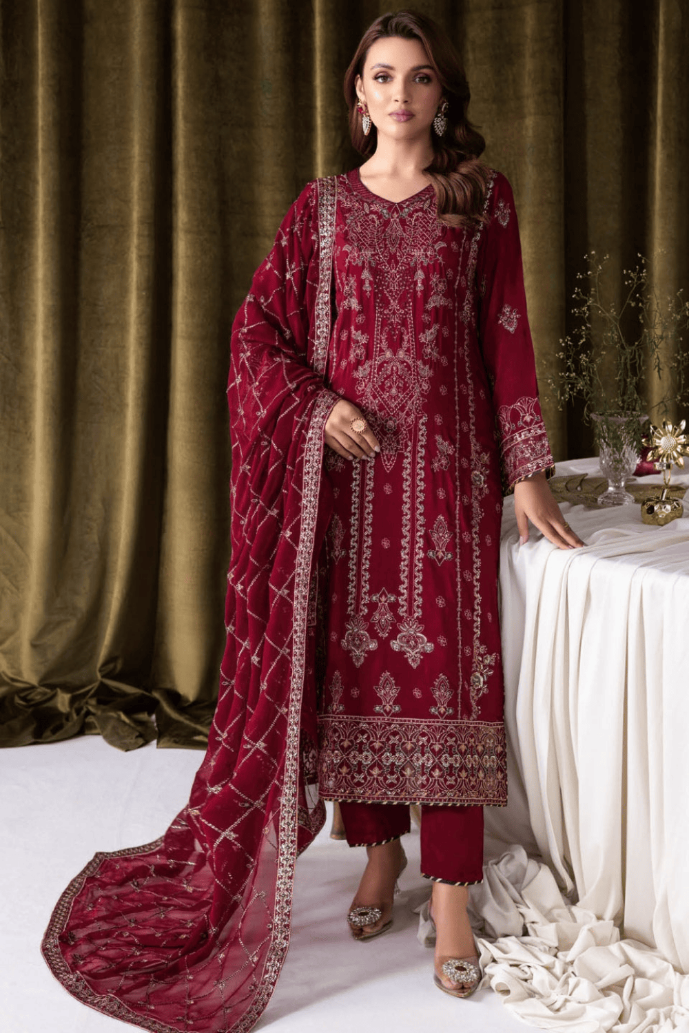 Khatli Work Georgette Fabrics (UNSTITCHED)