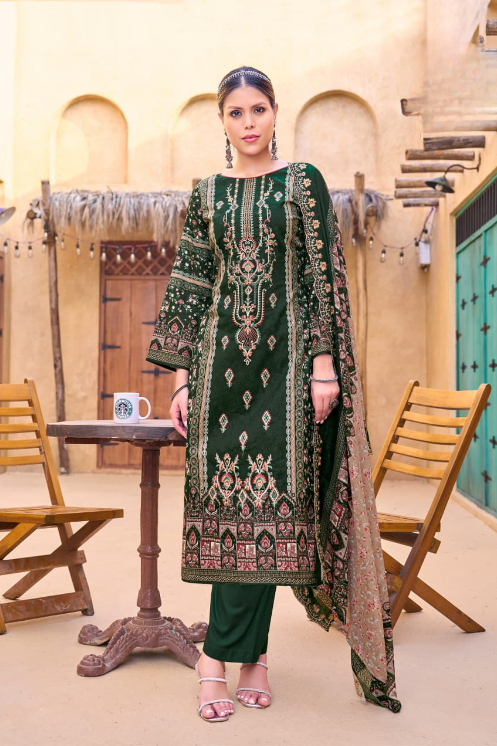 Cut Work Dupatta Suits (Unstitched)