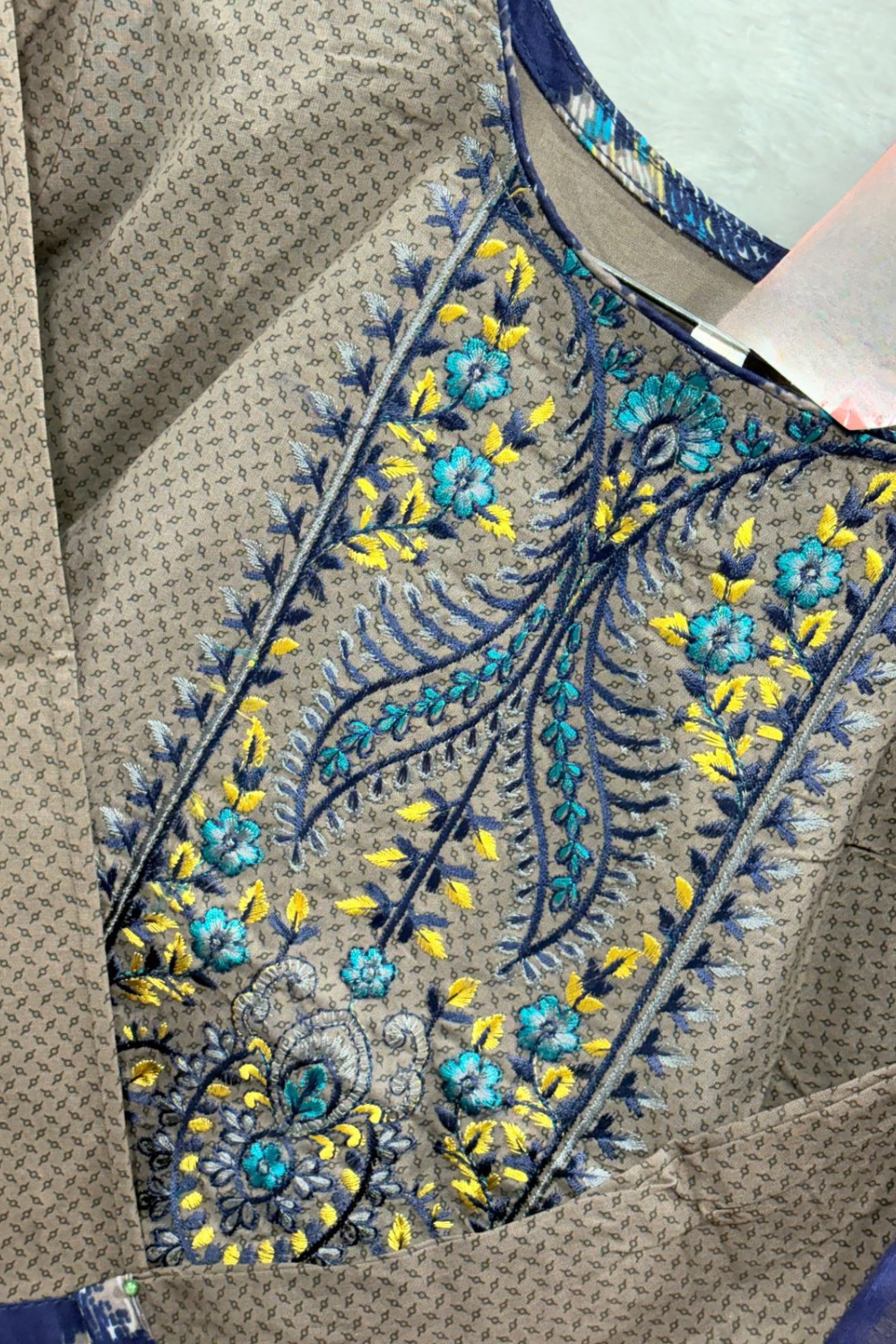 Readymade Neck Embroidered Cotton Suits